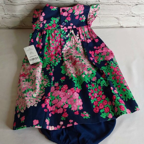 'CARTERS' 2-PIECE LINED 'BURSTING BOUQUET' FLORAL DRESS & BLOOMERS SET - Picture 9 of 14
